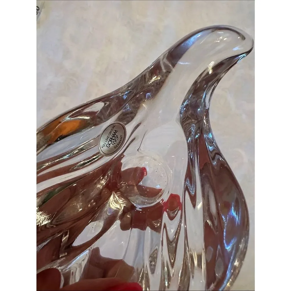 Gorham Vintage Full Lead Crystal Peace Dove Taper Candle Holder